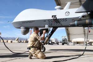 RAF Corporal Tests an MQ-9 Reaper at Creech AFB(USAF Photo, Lawrence Crespo