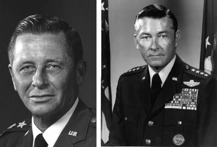 (L) General Robert J. Dixon, USAF; (R) General Wilbur “Bill” Creech, USAF