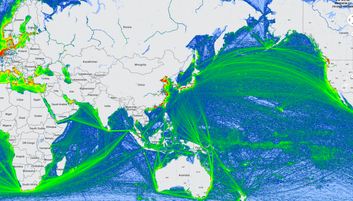 Figure 4: Maritime Freight Traffic 3rd Semester 2013 (Marinetraffic.com)